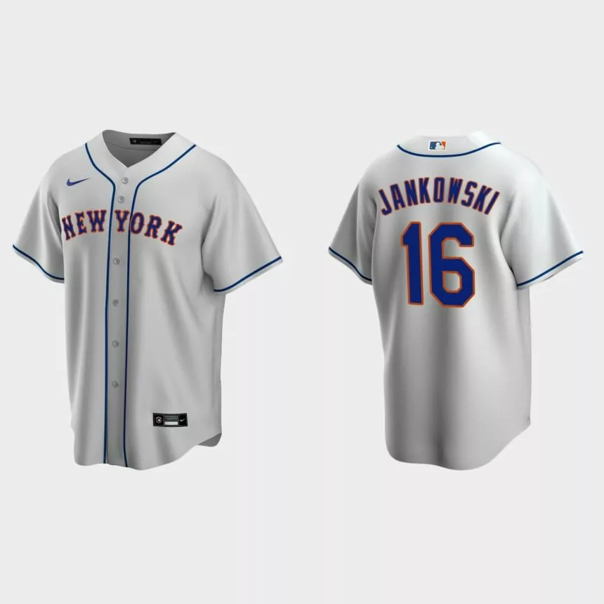 New York Mets Travis Jankowski Replica Road Jersey – Gray