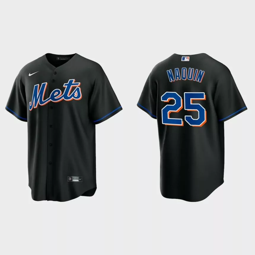New York Mets Tyler Naquin Replica Alternate Jersey – Black