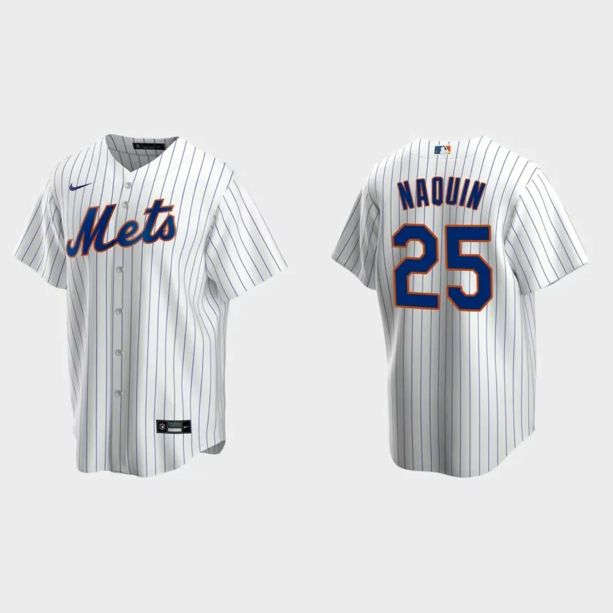 New York Mets Tyler Naquin Replica Home Jersey – White