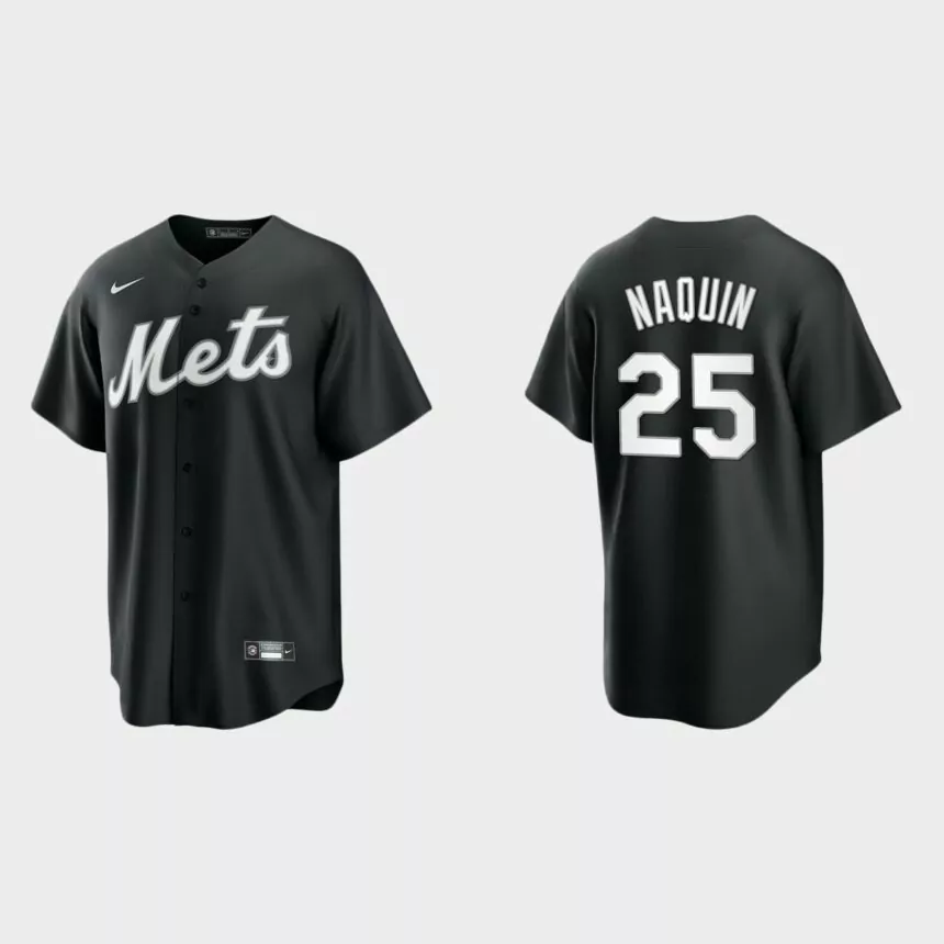 New York Mets Tyler Naquin Replica Official Jersey – Black White