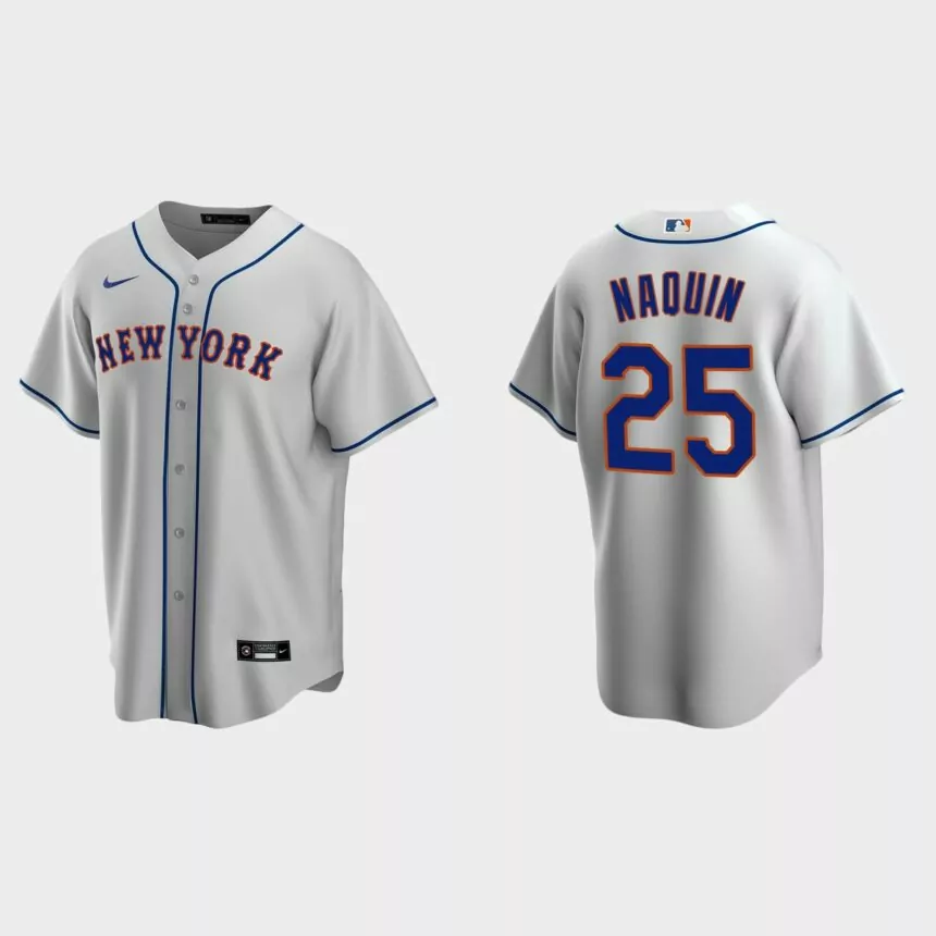 New York Mets Tyler Naquin Replica Road Jersey – Gray