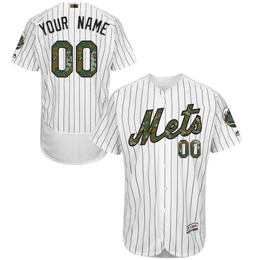 New York Mets White Memorial Day Men's Flexbase Customized Jersey
