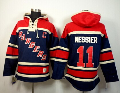 New York Rangers #11 Mark Messier Dark Blue Hoody Stitched