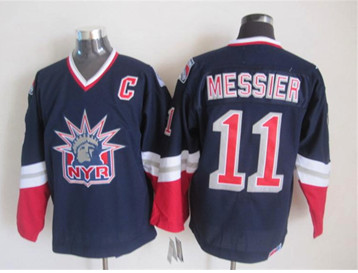 New York Rangers #11 Messier Dark Blue S titched NHL Jersey