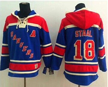 New York Rangers #18 Marc Staal Blue Sawyer Hooded Sweatshirt Stitched NHL Jersey