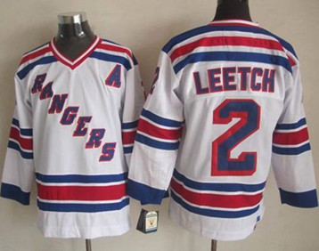 New York Rangers #2 Brian Leetch White CCM Throwback Stitched NHL Jersey