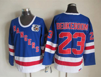 New York Rangers #23 Beukeboom 75 anniversary Blue Stitched NHL Jersey