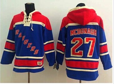 New York Rangers #27 Ryan McDonagh Blue Sawyer Hooded Sweatshirt Stitched NHL Jersey