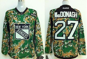 New York Rangers #27 Ryan McDonagh Camo Veterans Day Practice Stitched NHL Jersey