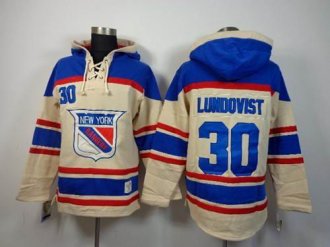 New York Rangers #30 Henrik Lundqvist Cream Sawyer Hooded Sweatshirt Stitched NHL jersey