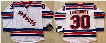 New York Rangers #30 Henrik Lundqvist White Stitched NHL Jersey