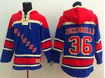 New York Rangers #36 Mats Zuccarello Blue Sawyer Hooded Sweatshirt Stitched NHL Jersey