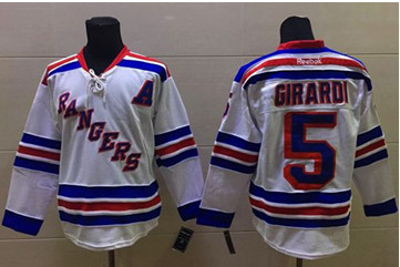 New York Rangers #5 Dan Girardi White Stitched NHL Jersey