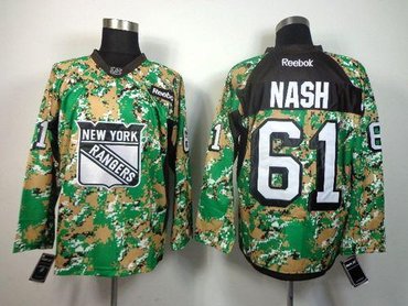 New York Rangers #61 Rick Nash Camo Veterans Day Practice NHL Jersey
