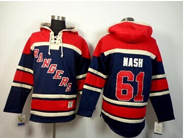 New York Rangers #61 Rick Nash Navy Blue Sawyer Hooded Sweatshirt Stitched NHL Jersey