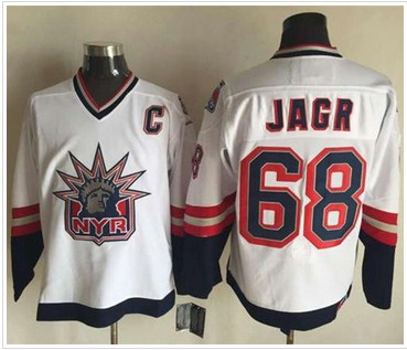 New York Rangers #68 Jaromir Jagr White CCM Statue of Liberty Stitched NHL Jersey