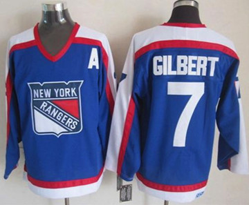 New York Rangers #7 Rod Gilbert Blue White CCM Throwback Stitched NHL Jersey