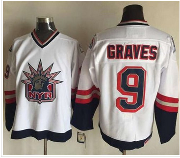 New York Rangers #9 Adam Graves White CCM Statue of Liberty Stitched NHL Jersey