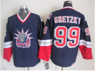 New York Rangers #99 GRETZKY Messier Dark Blue S titched NHL Jersey