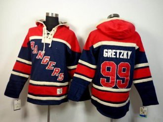 New York Rangers #99 Wayne Gretzky Navy Blue Sawyer Hooded Sweatshirt Stitched NHL jersey