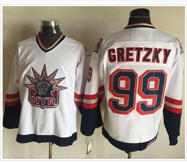 New York Rangers #99 Wayne Gretzky White CCM Statue of Liberty Stitched NHL Jersey