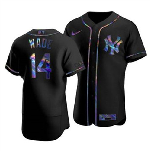 New York Yankees #14 Tyler Wade Men's Nike Iridescent Holographic Collection MLB Jersey - Black