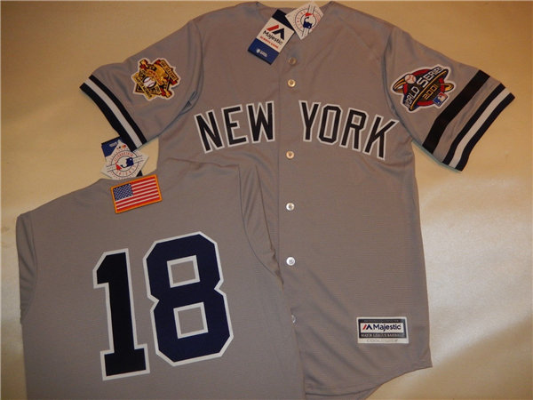 New York Yankees #18 SCOTT BROSIUS Grey COOL BASE Baseball Jerseys