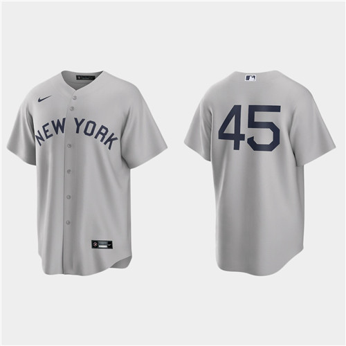 New York Yankees #45 Gerrit Cole Men's Nike Gray 2021 Field of Dreams Game MLB Jersey