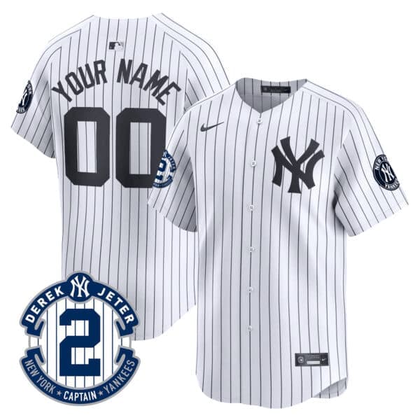 New York Yankees Derek Jeter Patch Vapor Premier Limited Custom Jersey  – All Stitched