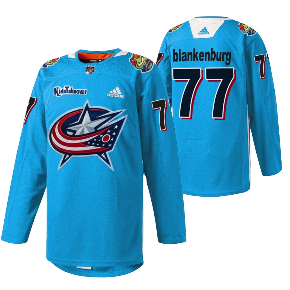 Nick Blankenburg Blue Jackets Kids Takeover Jersey Blue Warmup