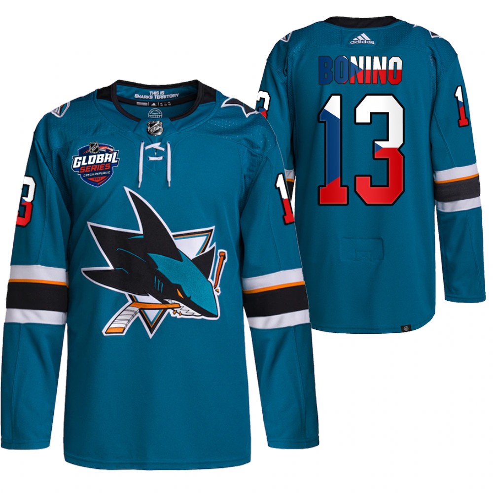 Nick Bonino San Jose Sharks Teal 2022 NHL Global Series Czech Republic Challenge Jersey