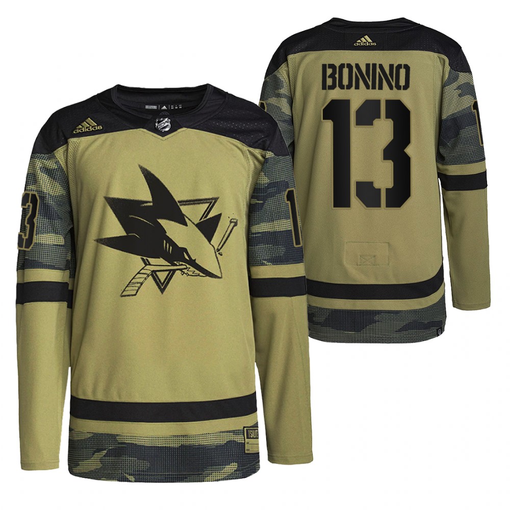 Nick Bonino Sharks Military Appreciation Jersey Camo Authentic Practice