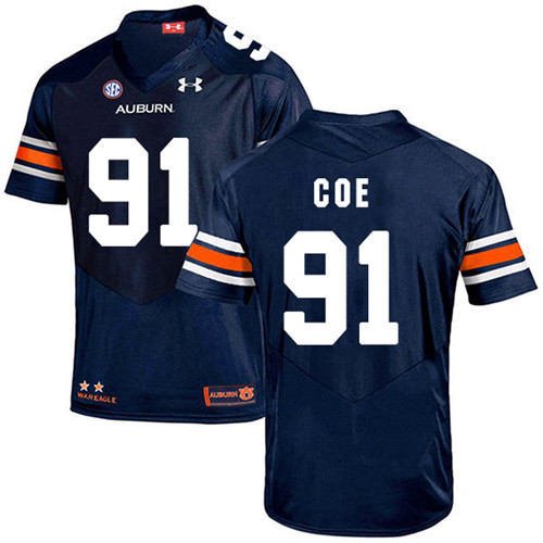 Nick Coe Auburn Tigers Men's Jersey - #91 NCAA Navy Blue Stitched Authentic