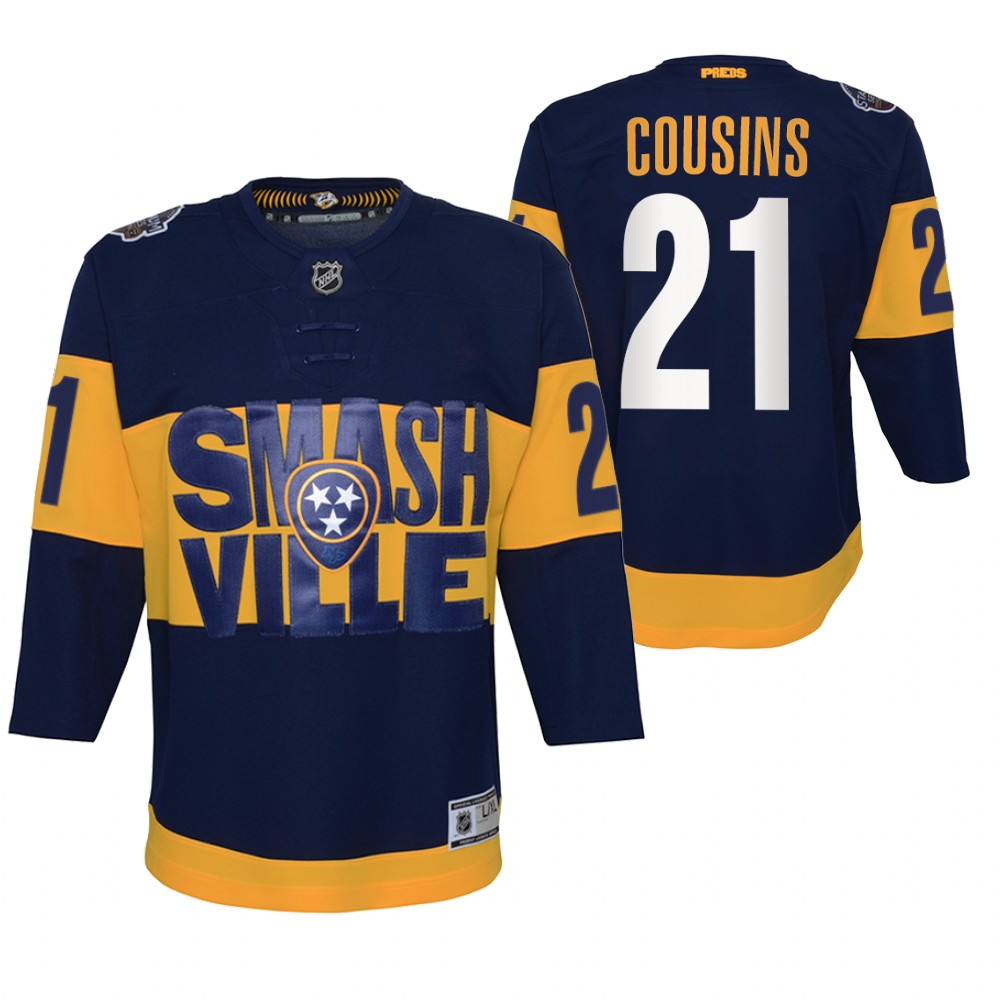 Nick Cousins Nashville Predators Navy 2022 Stadium Series Youth Jersey Primegreen Authentic