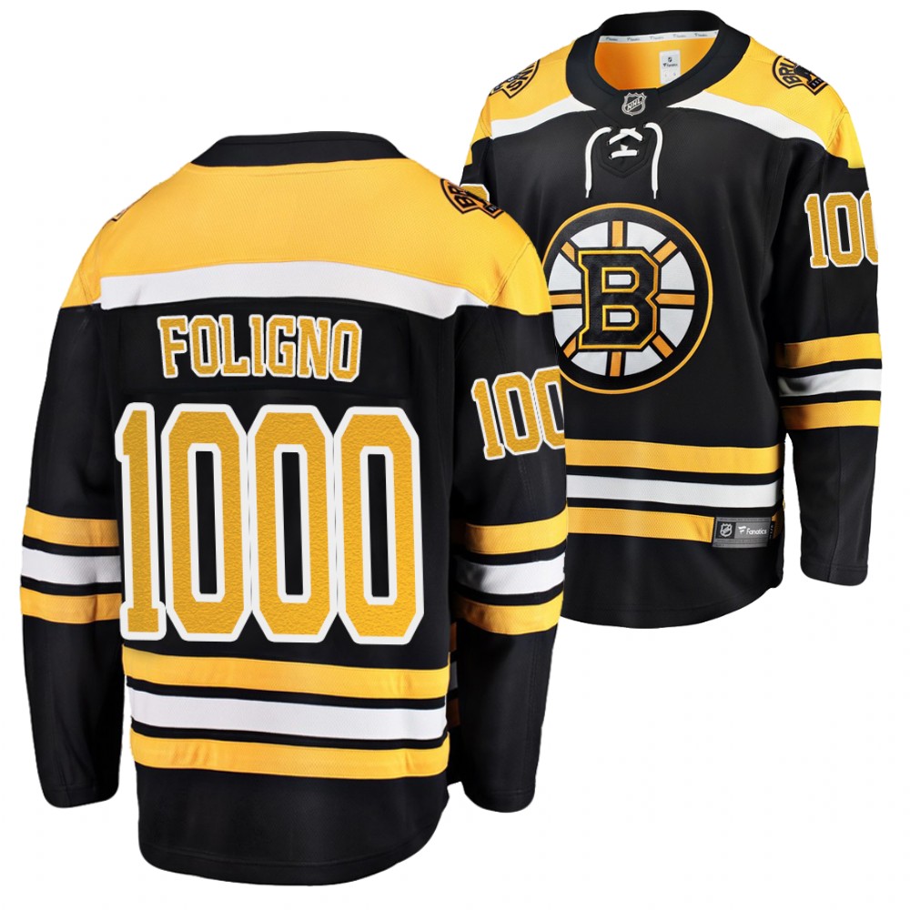Nick Foligno 1000 Career Games Bruins #17 Black Jersey Commemorative Edition Stitched