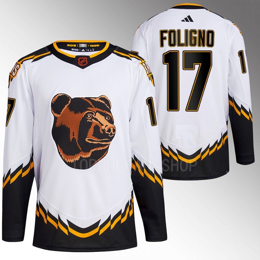 Nick Foligno 2022 Boston Bruins White Reverse Retro 2.0 Authentic Primegreen Jersey Stitched