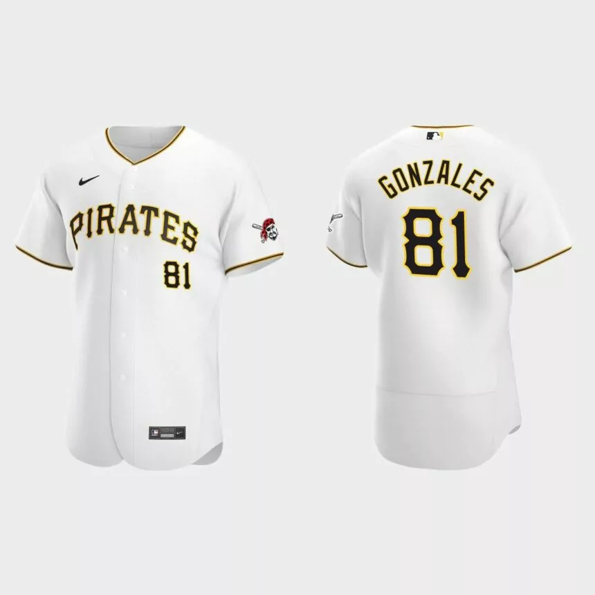 Nick Gonzales #81 Pittsburgh Pirates Authentic Home Jersey – White