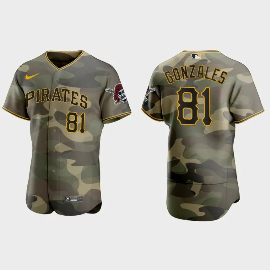 Nick Gonzales Pittsburgh Pirates 2021 National Armed Forces Day Authentic Jersey – Camo