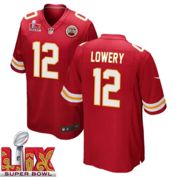 Nick Lowery No 12 Men Super Bowl LIX Kansas City Chiefs Home Game 2025 Jersey- Replica
