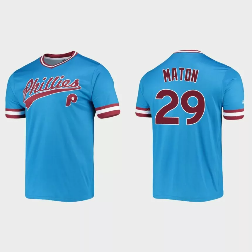 Nick Maton Philadelphia Phillies Cooperstown Collection Stitches Jersey – Light Blue