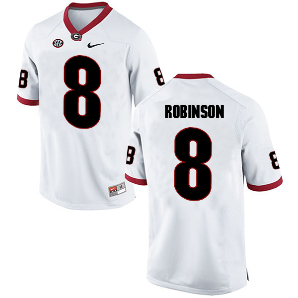 Nick Robinson Georgia Bulldogs Men's Jersey - #8 NCAA White Limited Away
