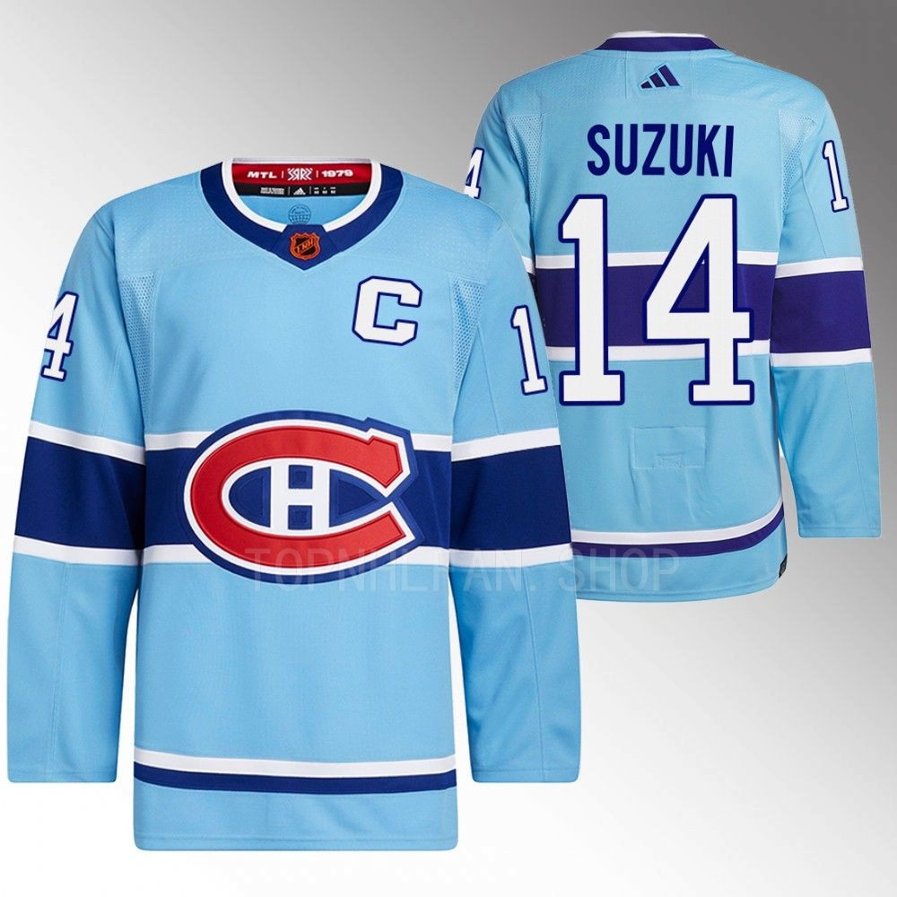 Nick Suzuki 2022 Montreal Canadiens Blue Reverse Retro 2.0 Authentic Primegreen Jersey
