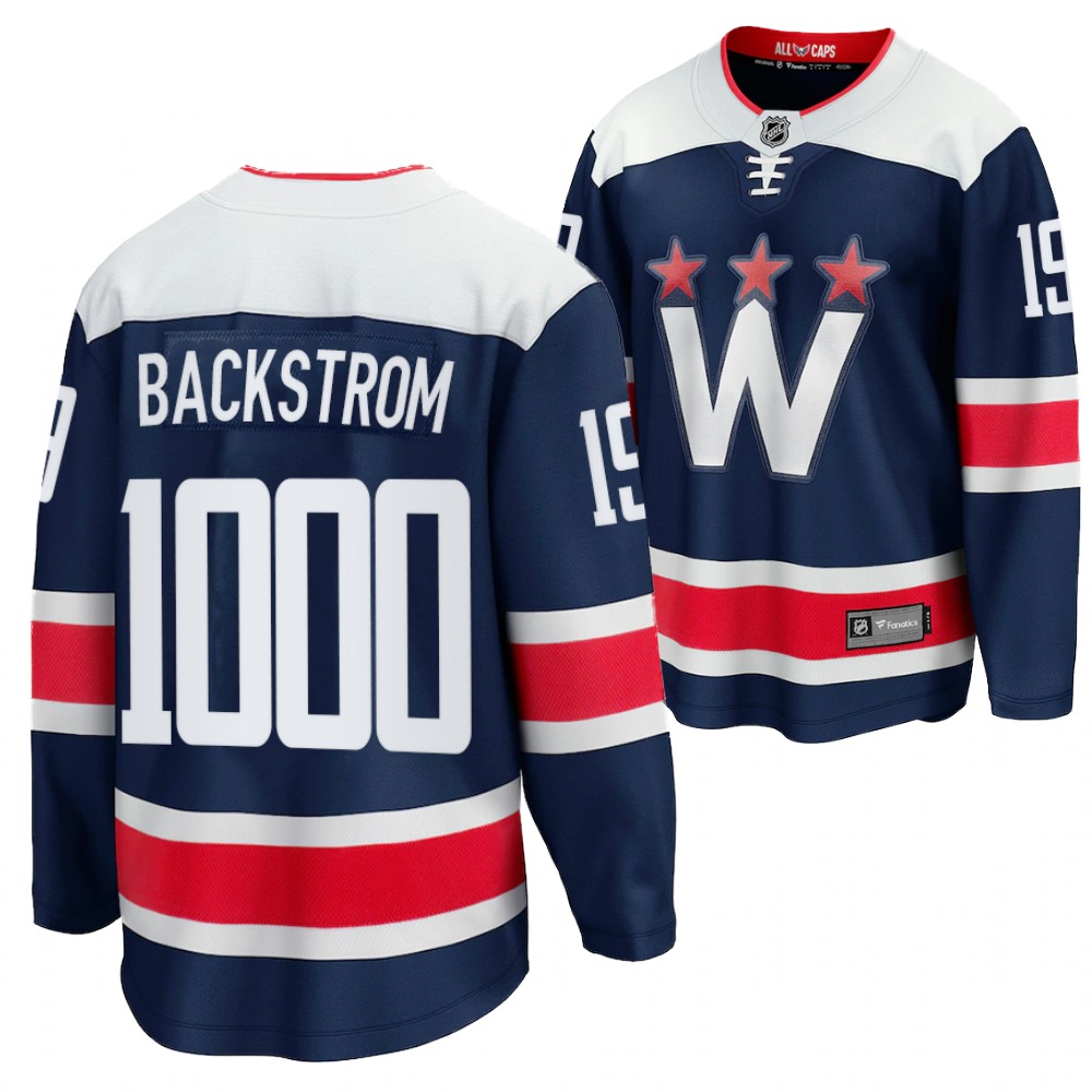 Nicklas Backstrom 1000th Game milestone Black Capitals #19 Jersey Honorable