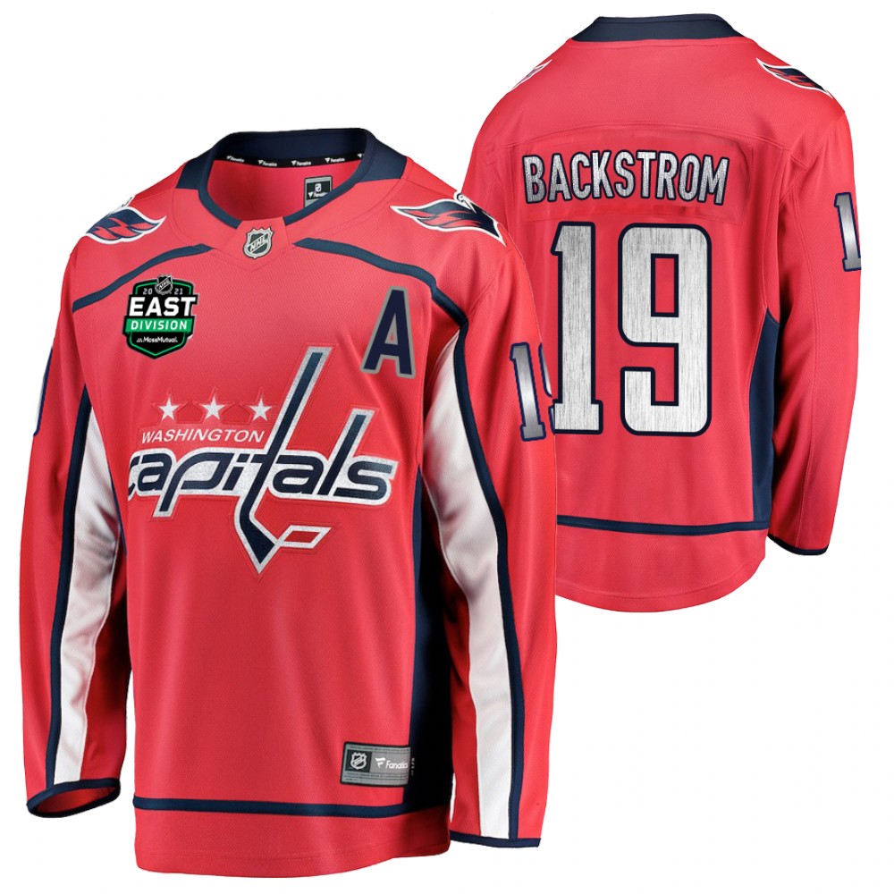 Nicklas Backstrom Capitals 2021 East Division Patch Jersey Red Home