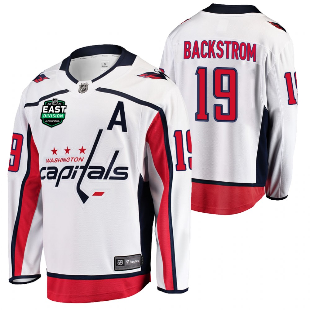 Nicklas Backstrom Capitals 2021 East Division Patch Jersey White Away