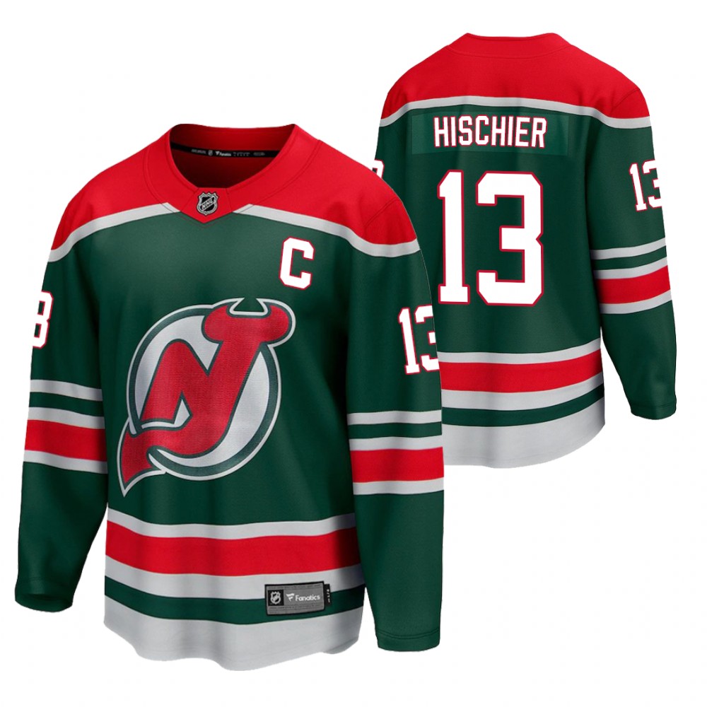 Nico Hischier Devils 2021 Reverse Retro Green Jersey Special Edition