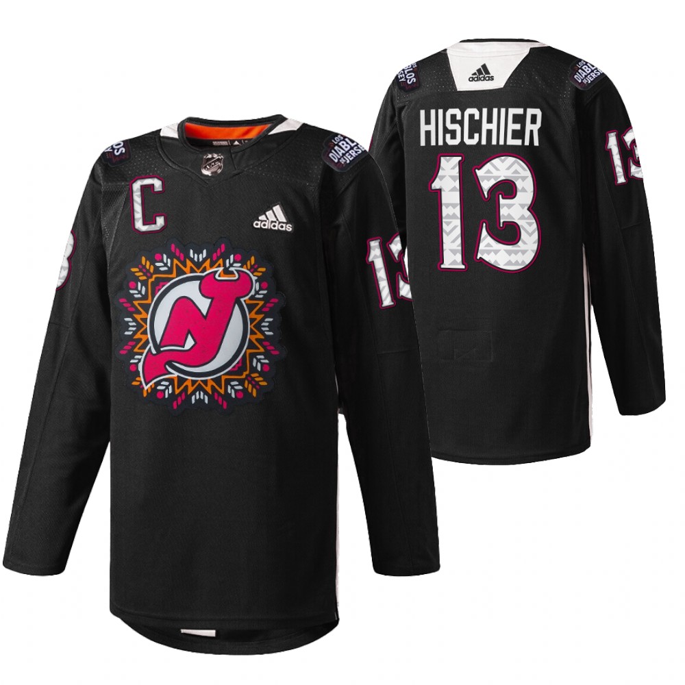 Nico Hischier Devils 2022 Hispanic Heritage Night Jersey Black Warm-Up
