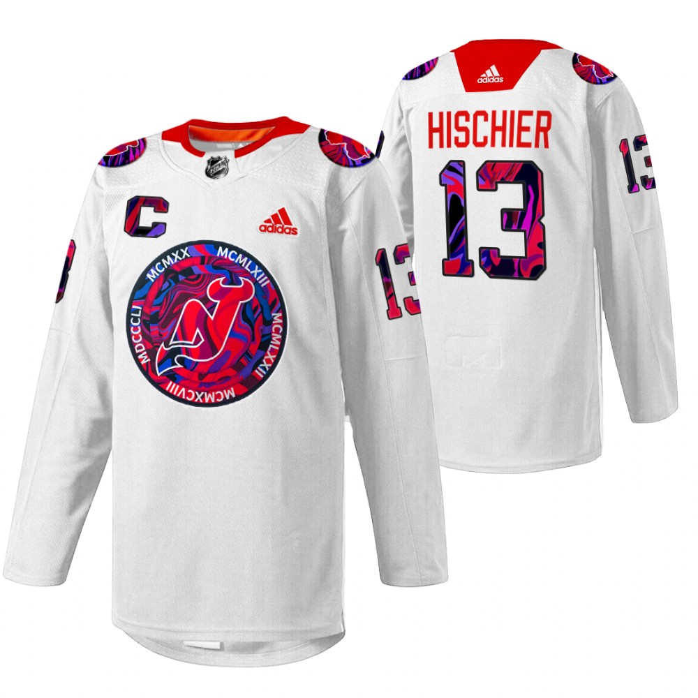 Nico Hischier Devils Gender Equality Night Jersey White Warm-up