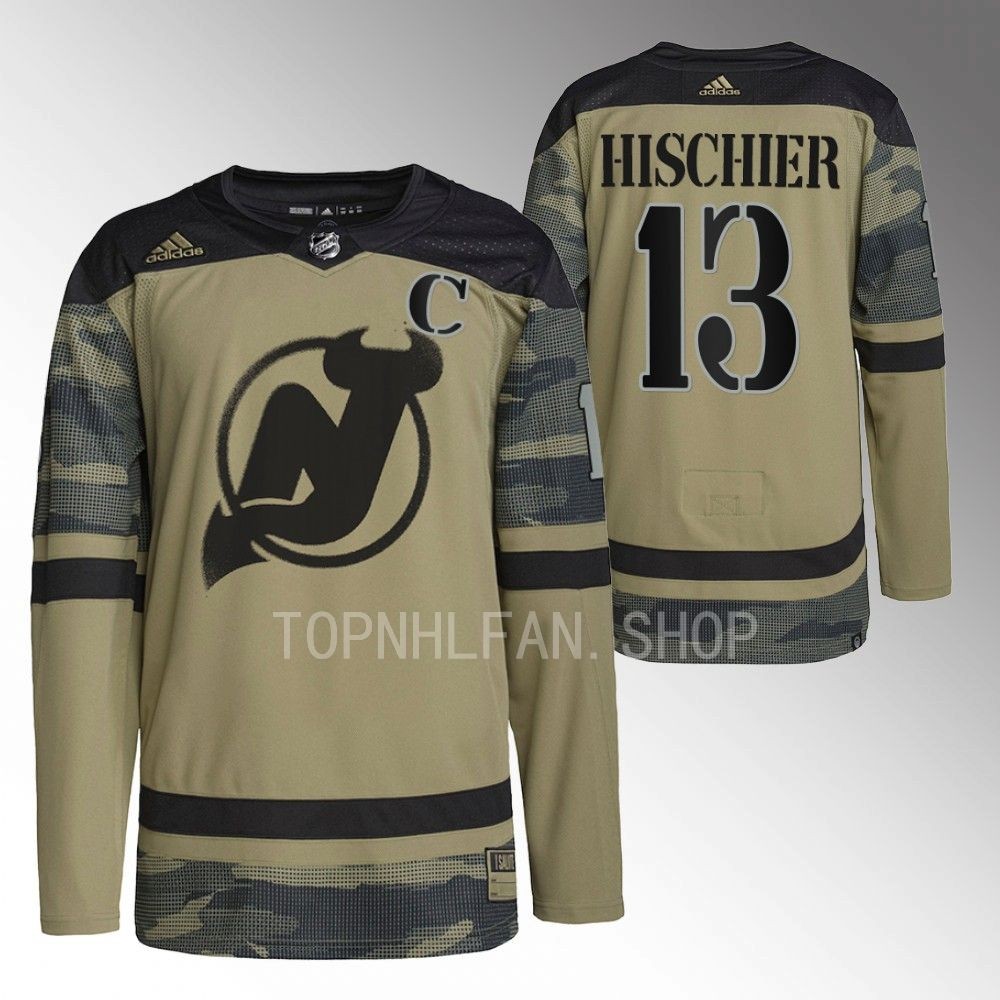 Nico Hischier Devils Military Appreciation Jersey Camo Authentic Practice