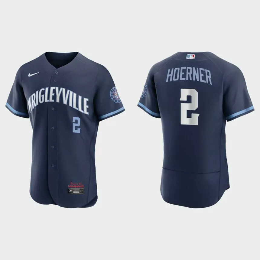 Nico Hoerner #2 Chicago Cubs 2021 City Connect Authentic Jersey – Navy